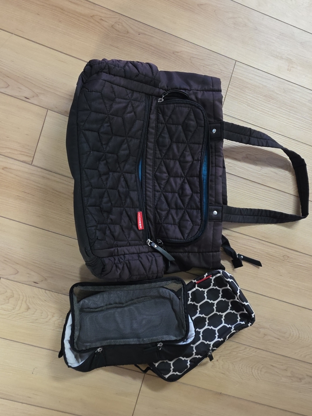 Skip Hop Quilted Black Diaper Bag with Zip Pockets